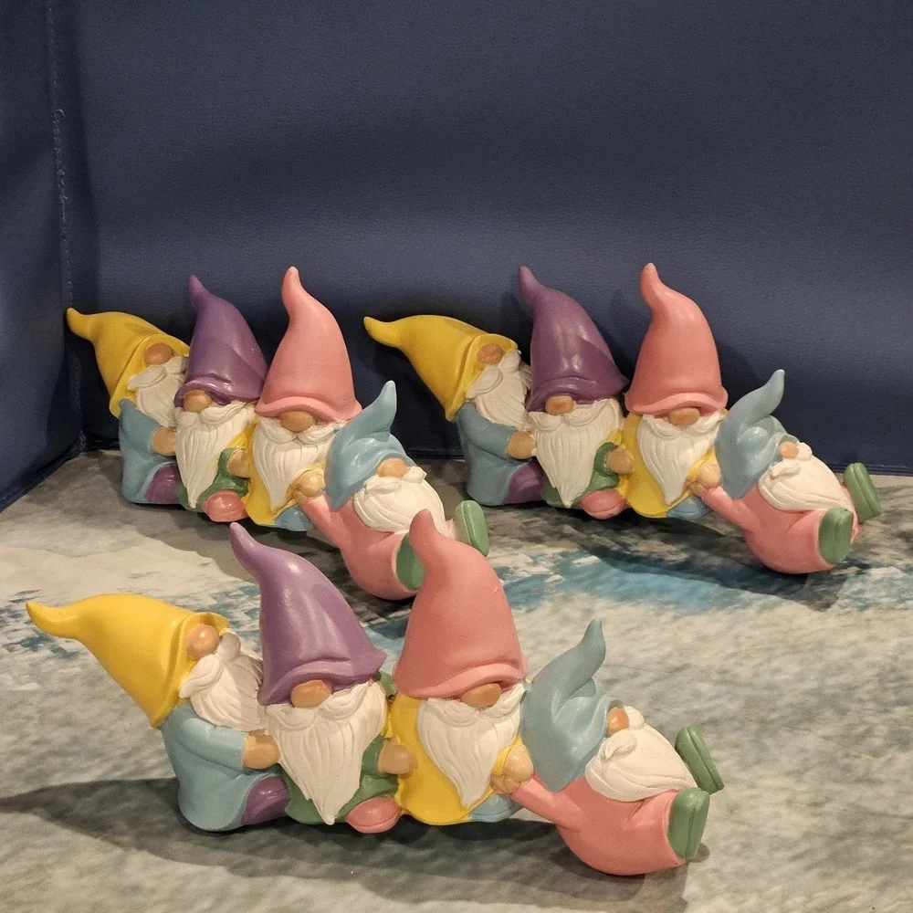 Pastel Spring Easter Gnome Figurines Set Of 3 Shelf Sitters‎